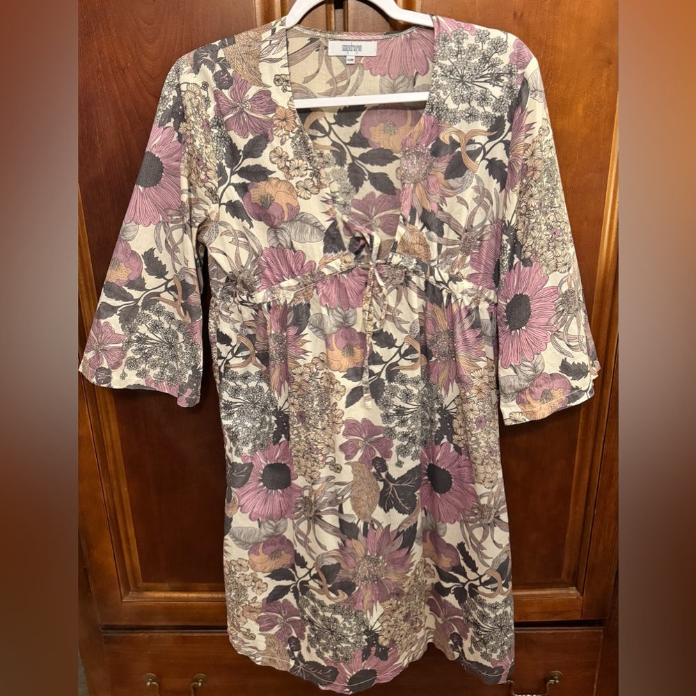 Snapdragon Floral Print Dress Kimono Sleeve S/M